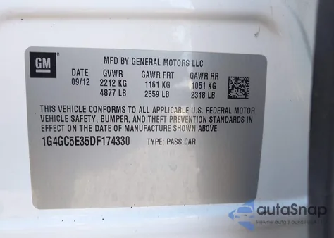 2013 Buick Lacrosse Leather Group z USA, uszkodzony, nr VIN 1G4GC5E35DF174330